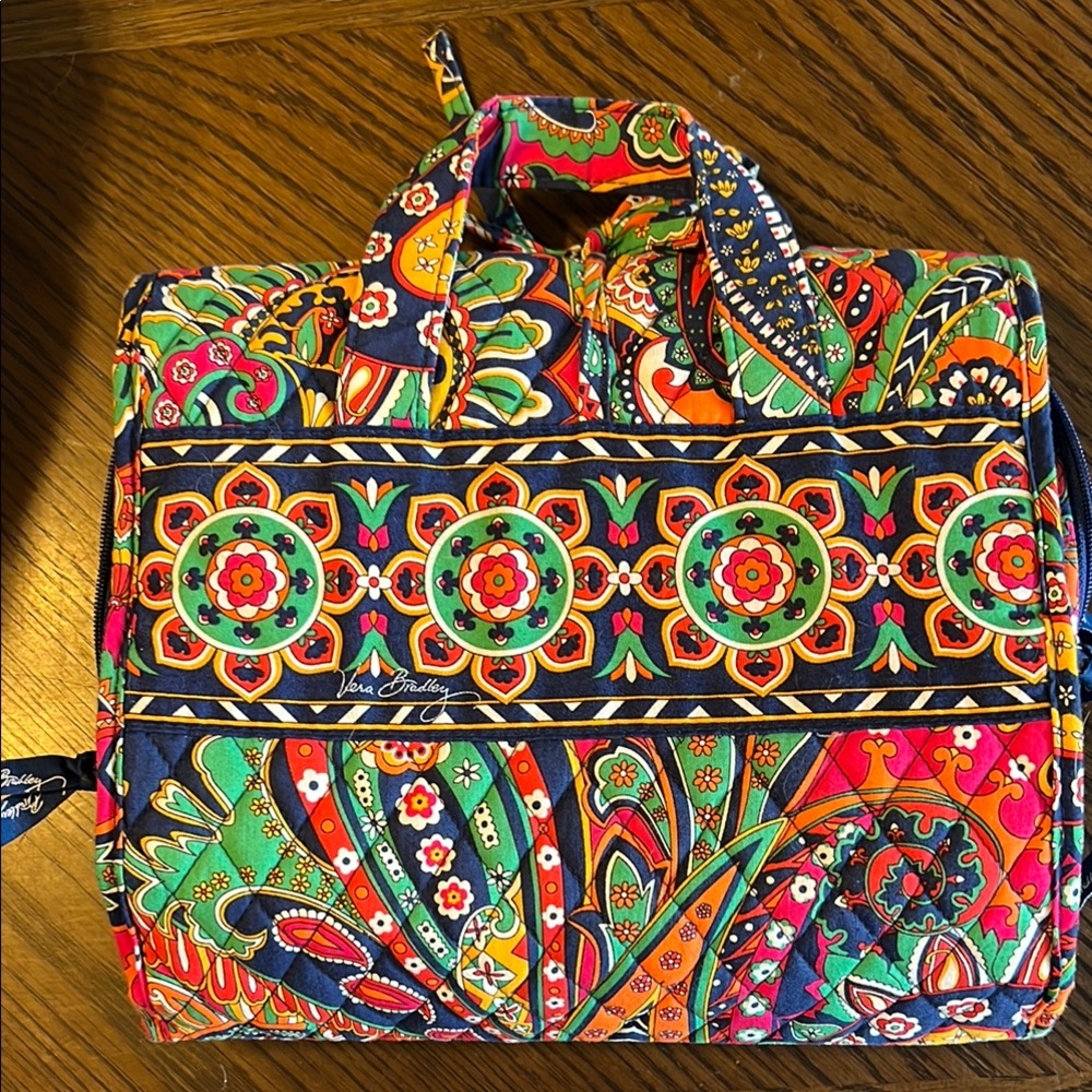 Vera Bradley Red and Orange Travel Bag with Venetian Paisley Pattern - Picture 2 of 11